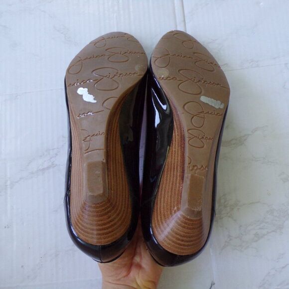 NWT Jessica simpson patent leather wedge heels 10 - Picture 7 of 10